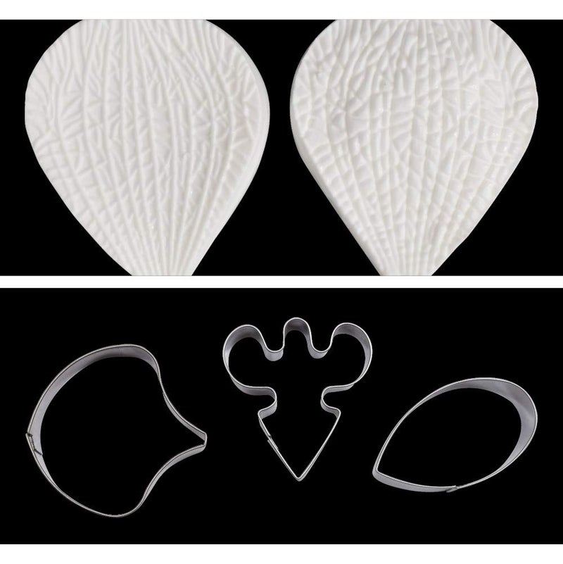 AK ART KITCHENWARE Sugarpaste Flower Craft Tools Silicone Veiner Molds and Fondant Cutters Set Cake Decorations Bakery Tools (Orchid) - Image 2